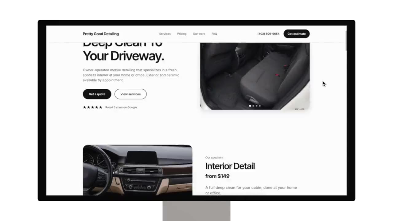 Pretty Good Car Detailing's live website built by Protocol